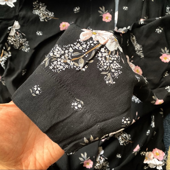 π€ H&M DIVIDED BOHO BLACK FLORAL MULTI LOOSE FIT JACKET - Picture 6 of 8